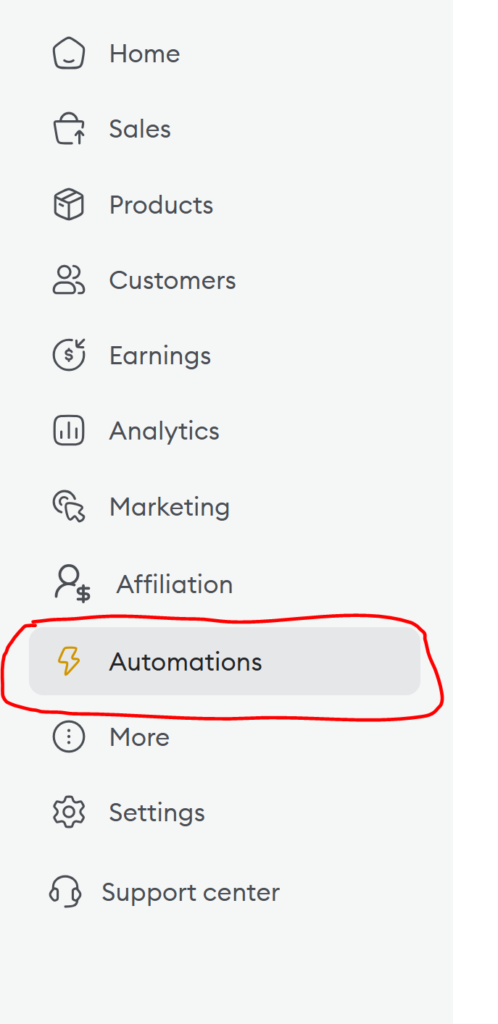 Workflow Chariow : tableau de bord d'automatisation avec les workflows vente réussie, vente échouée et vente abandonnée