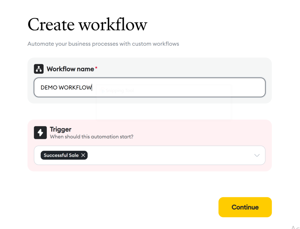 Workflow Chariow : tableau de bord d'automatisation avec les workflows vente réussie, vente échouée et vente abandonnée